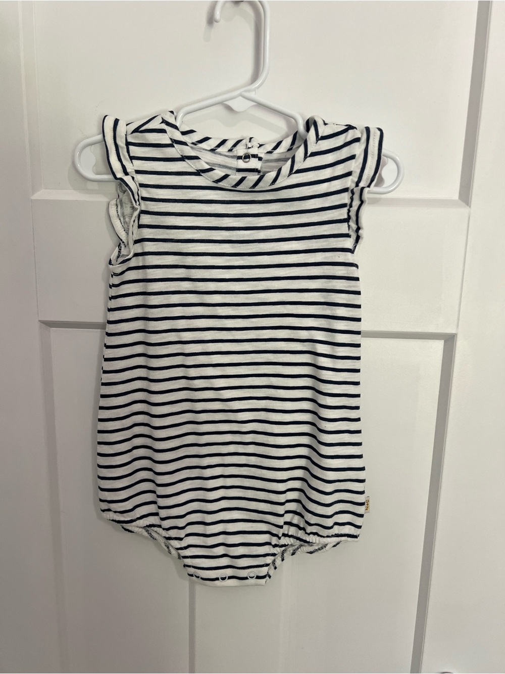 Sammy + Nat Striped Navy and White Baby Romper